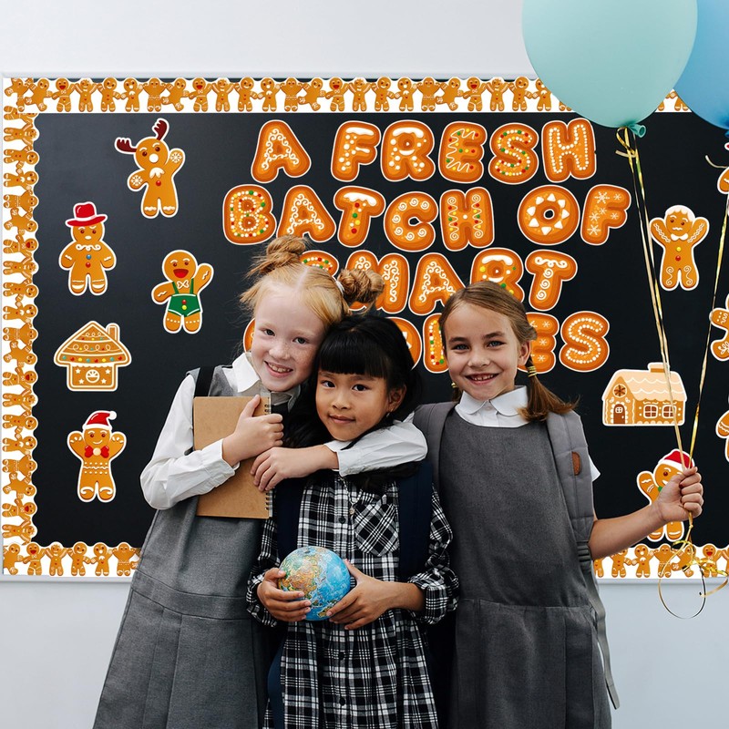 Kepeel Christmas Gingerbread Bulletin Board Classroom Decoration, Gingerbread Man Paper