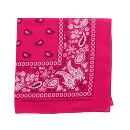 Motique Accessories 22 Inch Cotton Paisley Bandana - Hot Pink