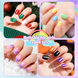 krofaue Short Kids Press on Nails - 260Pcs Clear Full Matte Soft Gel Almond Nail Tips DIY Nail Extension Gift for Children Girls with 13 Sizes (12-16 years old)