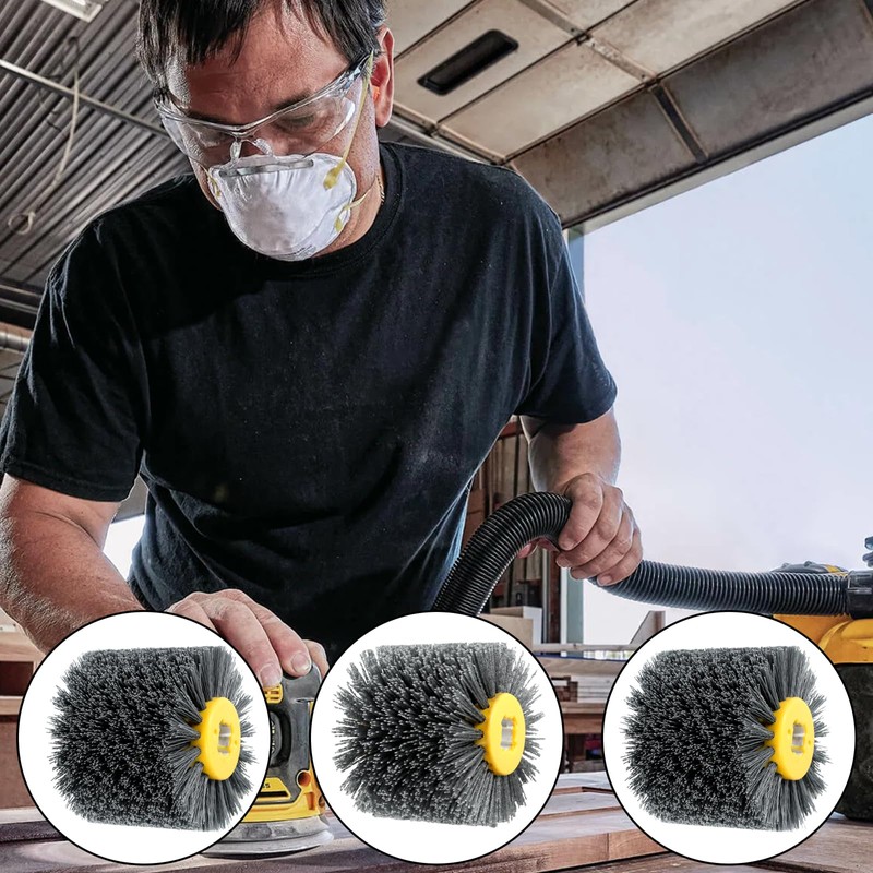 Sanding Brushes, Nylon Brush, 80/120/320 Grit Polishing Brush for Wood