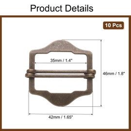 sourcing map 10Pcs Adjustable Slide Buckle, 1-3/8"(35mm) Metal Strap Buckle for Suit Vest Purse Bag Hardware Making Supplies Backpack Replacement Keeper, Bronze
