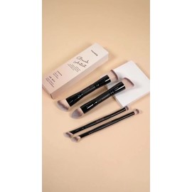 MAANGE Brochas para Maquillaje Profesional, 4 Brochas Maquillaje Y 2 Esponjas Maquillaje con caja de regalo de Doble Punta Premium para Pulir Líquidos, Cremas, Polvos, Difuminar y Contornear el Rostro