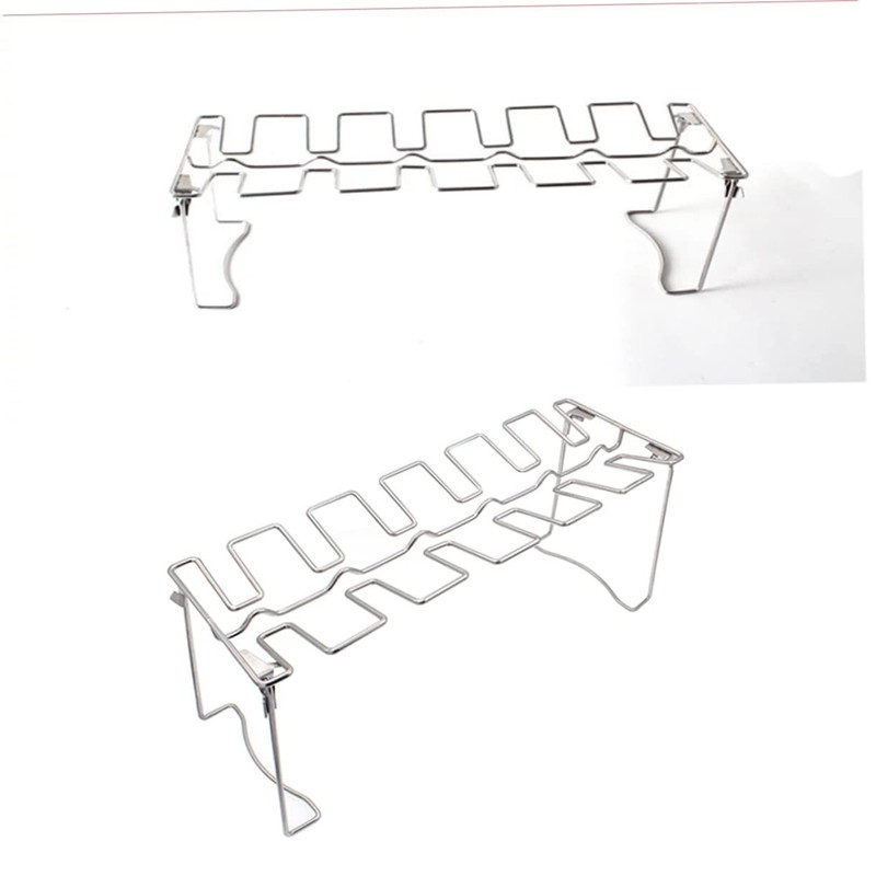 Sosoport Bbq Folding Stainless Steel Chicken Leg Rack Portable Cooking