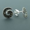 Touch Jewellery 925 Stirling Silver Swirl Stud Earrings With Marcasite