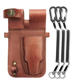 RXLUY Fishing Pliers Holster Fish Lip Gripper Leather Sheath with Spring Rope Cord, Universal Fit for Most Sea Fishing & Wild River Lure Tongs Leather Accessories