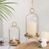 Versatile Metal Candle Holder Set with Handmade Glass Dome,Antique Brass