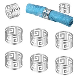 ASFINS Silver Napkin Rings, 8pcs Napkin Holder Serviette Rings Dinner Napkin Buckle Holder for Wedding Banquet Anniversary Party Birthday Festival Baptism Table Decoration