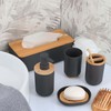 Premium Black Soap Dish Padang with Bamboo Tray - Stylish