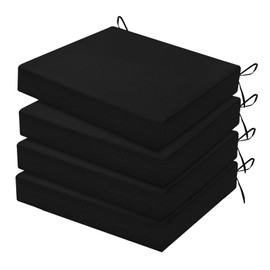 HARBOREST Outdoor Chair Cushions Set of 4 - Square Corner Waterproof Outdoor Cushions for Patio Furniture - Patio Furniture Cushions with Ties, 18.5"x16"x3", Black