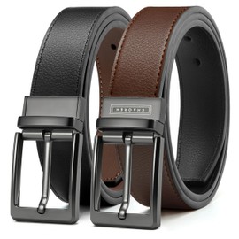 CHAOREN Reversible Belt Men's - 1 Piece & Two-Color Belt with Rotating Buckle - Adjustable Size, Gentleman's, Business, Suit, Casual, Width 35mm, Gift Box Included
