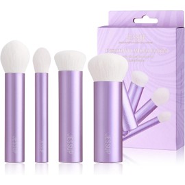Jessup Set de Brochas de Maquillaje de Rostro 4pcs Facial Pincele Maquillaje Kabuki para Base, Contorno, Polvo, Rubor, Bronceador e Iluminador, Fibra Sintética Premium Libre Crueldad, Morado T517