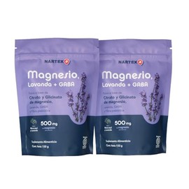 Citrato de Magnesio En Polvo 150g 2 Pack| Nartex Wellness | Sabor Mora Azul | 500 mg por porción| Citrato, Glicinato, GABA Y Lavanda | Suplemento Relajante Natural Para Estrés, Sueño Y Sistema Nervioso