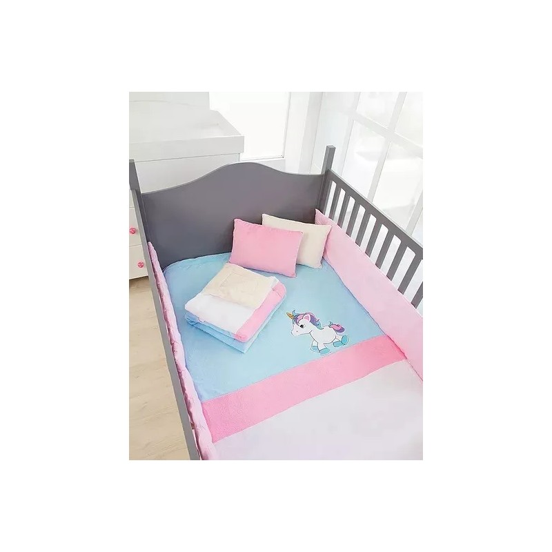 Chiqui Mundo Cobertor Bordado Cunero Unicornio Microfibra Calientito