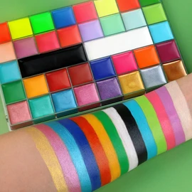 Face Painting Kit Professional Face Body Paint Oil Palette 36 Colors Include 8 UV Glow Colors Brushes Glitter Gel Sponges Facepaint Sticks Gems Stickers
