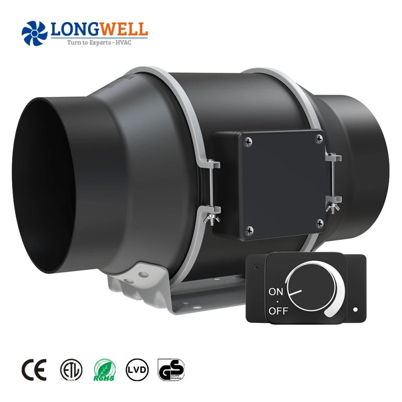 LONGWELL EC Silent 4 Inch 100mm Inline Duct Fan with