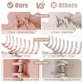 TOCESS Hair Claw Clips for Women - 8PK Large Neutral Matte Jumbo Hair Clips for Thick, Thin, Long, Short, Curly Hair Girls, Big Jaw Clip Set for Daily Use(Rosewater Pink)