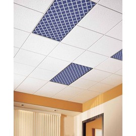 SELINGY 1 Pcs Fluorescent Light Covers for Ceiling Lights Navy Blue Plaid 4 x 2 Feet Decorative Magnetic Light Filters for Classroom, Offices, Hospitals, and Home Drop Ceiling Supplies, Farmhouse