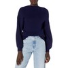 Cable Stitch Women's Ribbed Blouson Sleeve Sweater - Boat Neck
