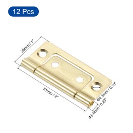 uxcell 12Pcs 2x1 Inch Door Hinges Non-Mortise No Noise Bifold Door Hinges Electrophoresis for Cabinet Furniture Window Wardrobe, Gold