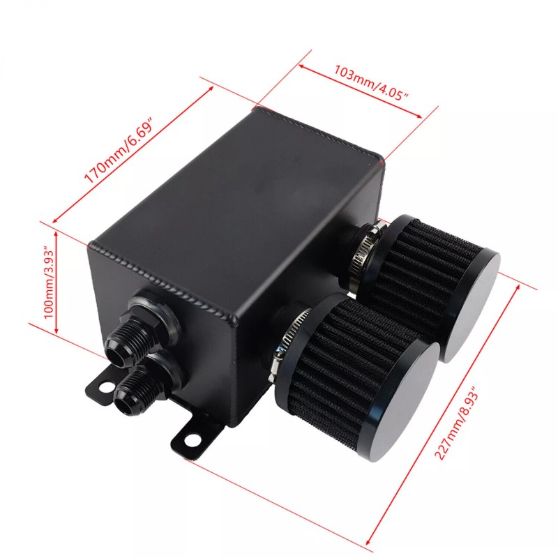 VEHITO 10AN 2 Port Dual Breather Filter Baffled Oil Catch