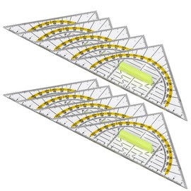 JRYXDS Set of 10 Plastic Set Squares with Handle Multifunctional Transparent Geometry Triangle for School and Office 16 cm