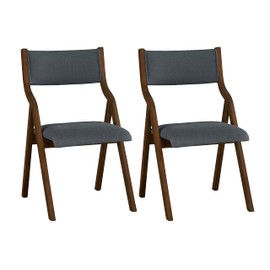 Ball & Cast Modern Folding Chairs Foldable Dining Chairs Set of 2, 18" Seat Height, Dark Grey
