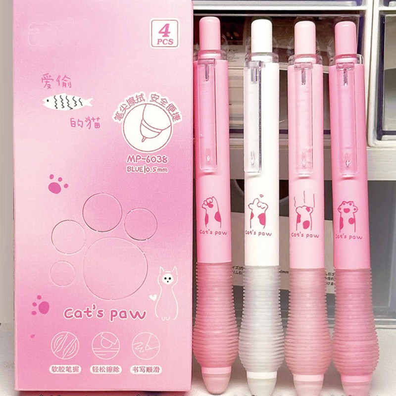 MOZXIRZ 4 Pcs Erasable Gel Pens Cute Retractable Pens Kawaii