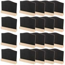YUENPUN 20 PCS Mini Blackboard Signs, Small Blackboards Message Board, Double Sided Small Blackboard Signs with Wooden Stand, Blackboard Table Signs for Shop Buffet Party, 10 x 7.5cm