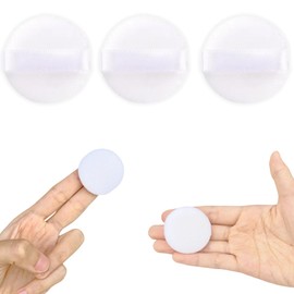 YOYOSOFT Powder Puff Mini 1.6 inches (40 mm) Diameter Pressed Powder Puff Thickness 0.3 inch (7 mm) Round Thin Small Flocky Puff Replacement Puff Makeup Cosmetic Puff Large Capacity (3 Pieces, White)