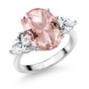 Gem Stone King 11.20 Cttw Peach Nano Morganite and White