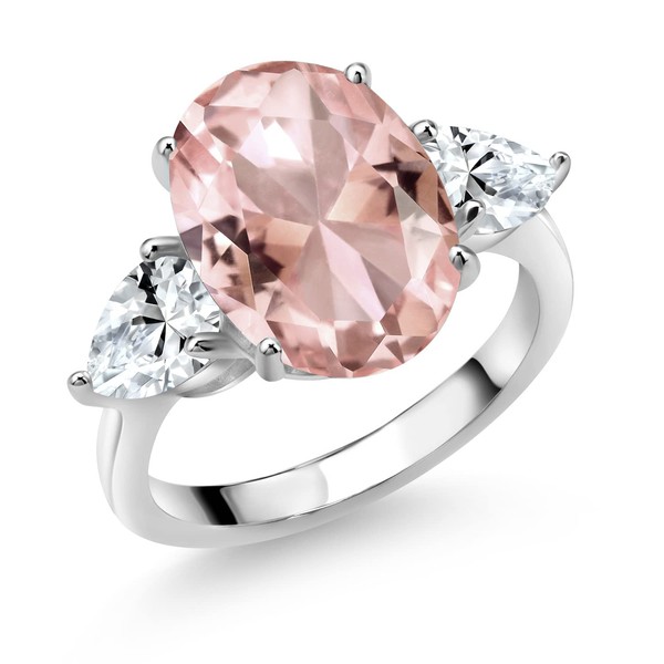 Gem Stone King 11.20 Cttw Peach Nano Morganite and White