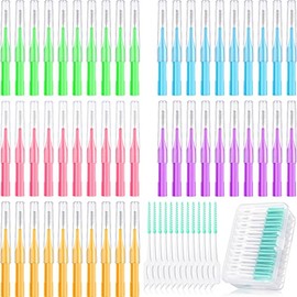 250 Cepillos Interdentales Hilos Dentales de Frenos Limpiadores de Palillos de Dientes Cabezal de Hilo Dental Herramienta de Limpieza de Higiene Bucal Repuesto de Palillos Dentales (Color Fresco)