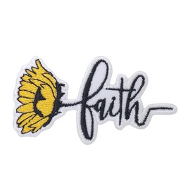 pipomama Faith Iron On Patch Flower for Clothing Embroidered Applique Patch Badge Sew On Emblem DIY Craft Iron on Patches