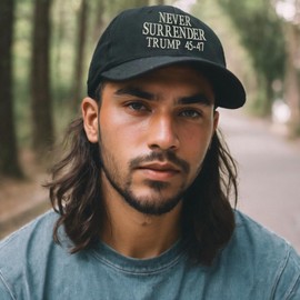 ALLNTRENDS Never Surrender Trump Embroidered Dad Hat USA Adjustable Cap (Irish Green)