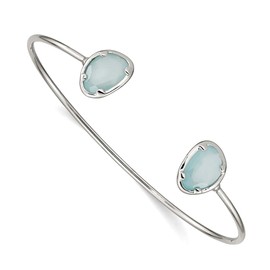 JewelryWeb 925 Sterling Silver Blue Chalcedony Bangle Bracelet Cuff-Bracelet for Women