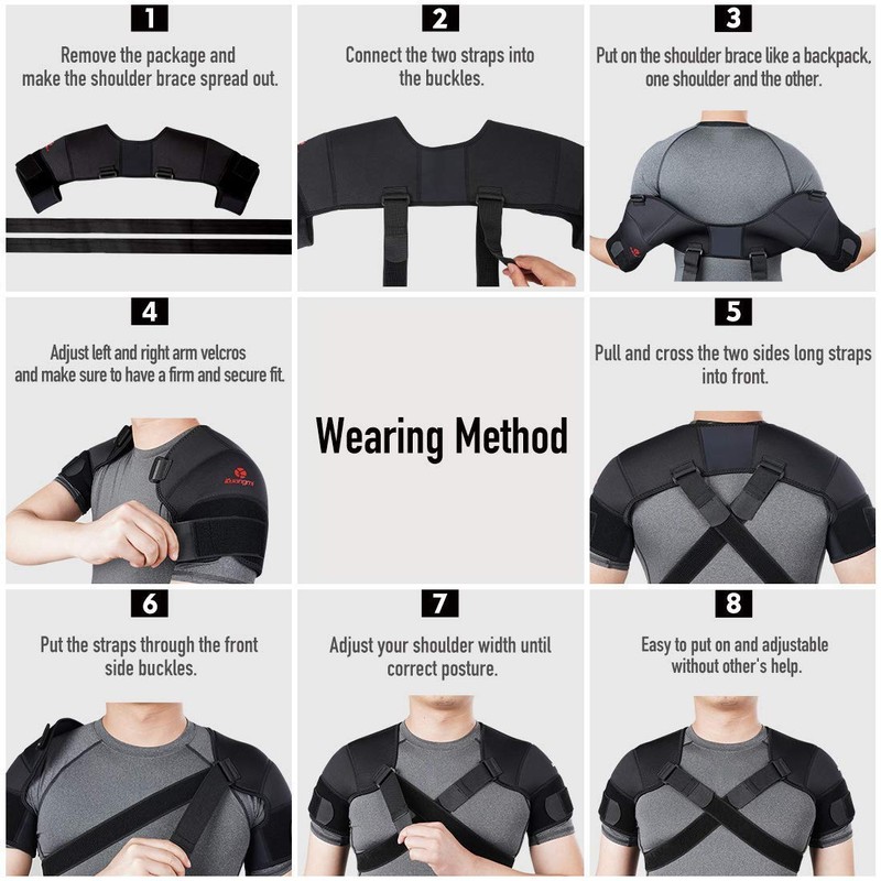 Kuangmi Double Shoulder Support Brace Strap Wrap Neoprene Protector (Medium)
