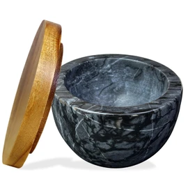 salomayes Large Marble Salt Cellar With Lid, Salt Box Spice Seasonings Keeper Pepper Container, salt holder Big Capacity Elegant Design(black)