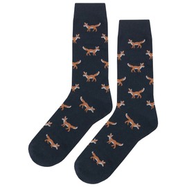 SockFly Small Fox Dress Socks Funny Novelty Crazy Fun Design Men Size 8-12 Cotton Casual Crew Colorful Funky Fancy Socks Gift for Men