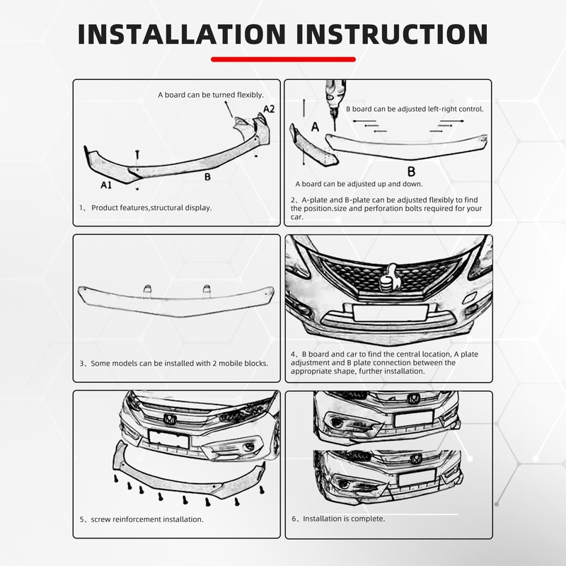 DEERMOTO Universal Front Lip for Car,4 PCS Kit Front Bumper