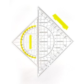 Set of 2 Geo Triangles - 20 cm and 14 cm Geometry Triangle with Handle, Triangular Scale Combined Length and Angle Measurement, Ideal for Drawing, Cartographing, Modelling