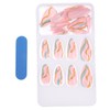 Mikinona 24pcs Striped Press Nails for Women Removable False Nail