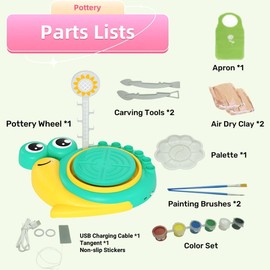Dravilloy Pottery Wheel for Kids with Clay Sculpting Tools & Painting Kit, Mini Pottery Wheel for Beginners,Crafts & Pottery Kits for Kids Ages 8-12