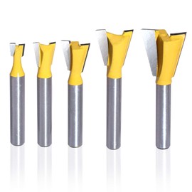 ROOCBIT - Juego de brocas para fresar de cola de milano de 1/4 pulgadas (1/4, 3/8, 1/2, 5/8, 3/4)