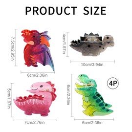 4 Pack Dinosaur Hair Clip, Acrylic Hair Clip, Acetate Hairs Clips, Novelty Animal Claw Decorations, Y2k Accessories Cute Small Hairs Clips for Women Girls