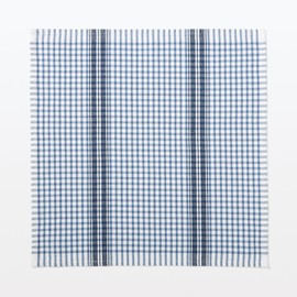 MUJI MC0ZQA3A Indian Cotton Multi Cross/Random Check Off White x Blue Approx. 19.7 x 19.7 inches (50 x 50 cm)