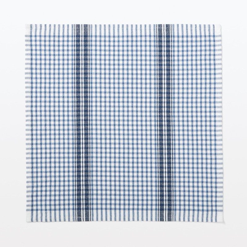 MUJI MC0ZQA3A Indian Cotton Multi Cross/Random Check Off White x
