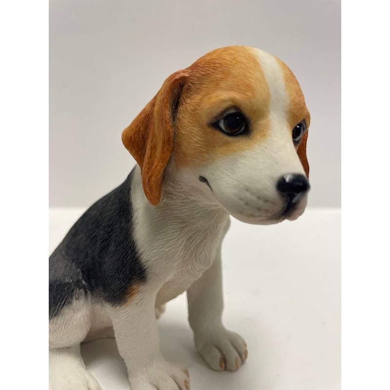 4.25 Inch Beagle Puppy Sitting Decorative Figurine, Brown and White