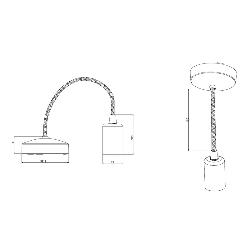 Knightsbridge 6 Inch E27 Vintage Pendant Set in Brushed Chrome