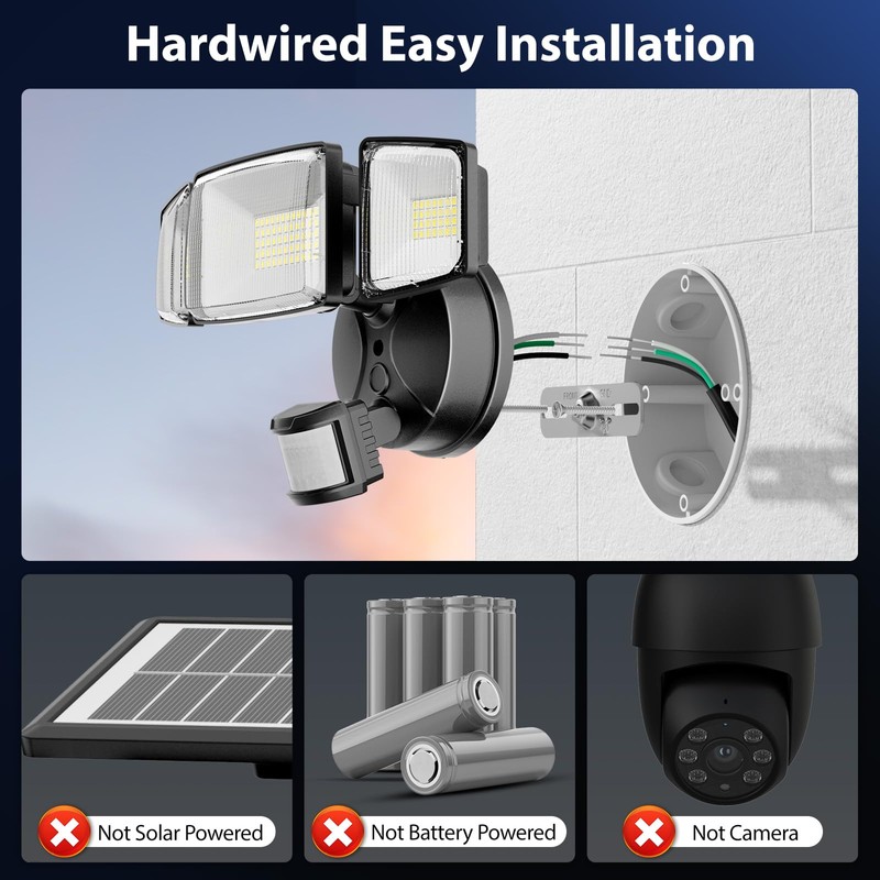 Onforu 2 Pack 100W 11000LM LED Motion Sensor Outdoor Lights,