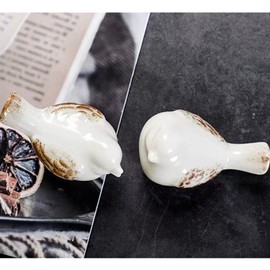 ALHBEJT Small Birds Statues White Ceramic Home Decor Modern Style Decorative Ornaments Animal Figurines for Living Room Bedroom Home Office Cabinets (2Pcs White)